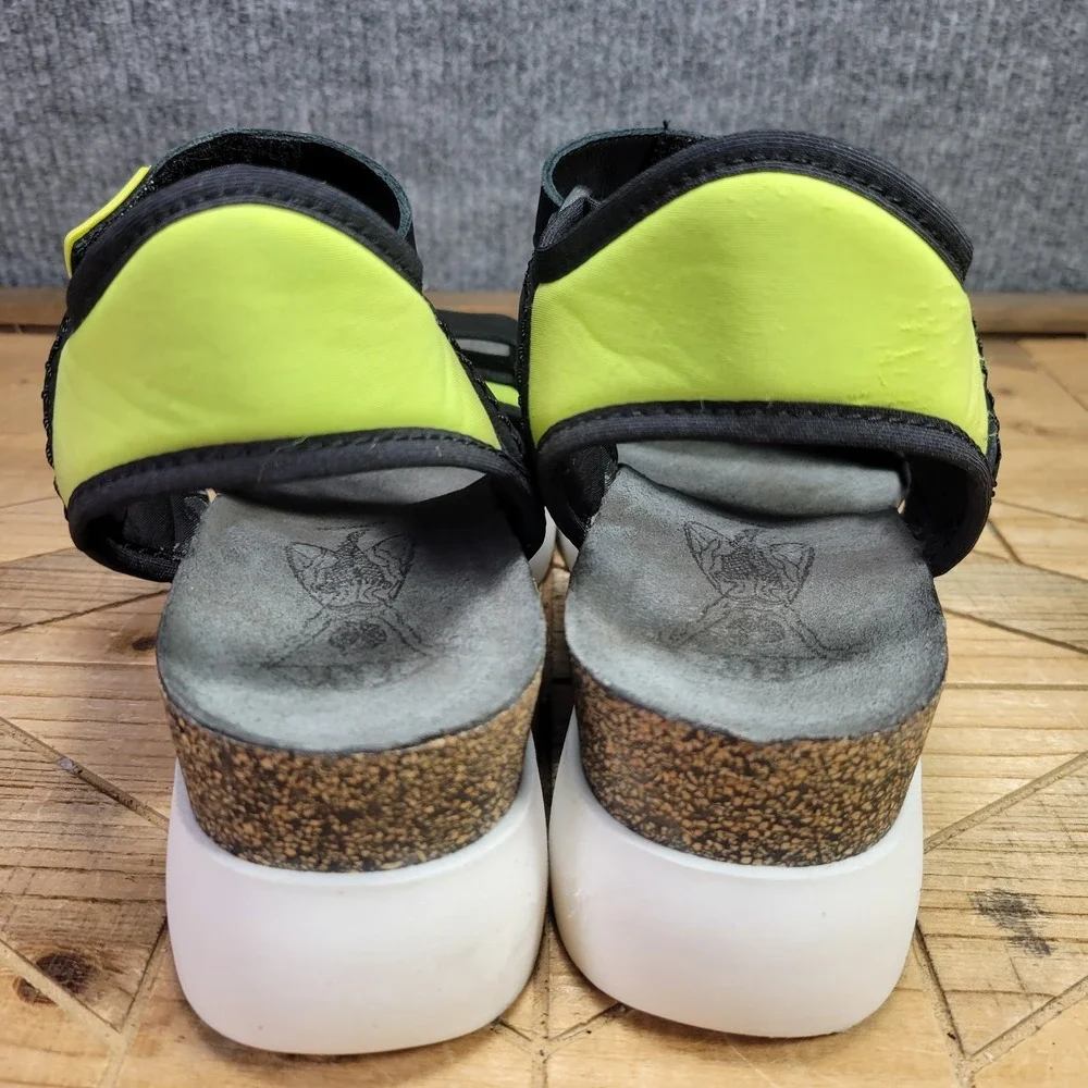 New Fly London Sigo Black Pistachio Wedge Platform Sandals‎ 41 10 - 10.5